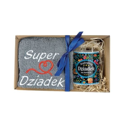 Zestaw ręcznik + kubek – Najlepszy Dziadek na świecie – dzień dziadka #3328D1
