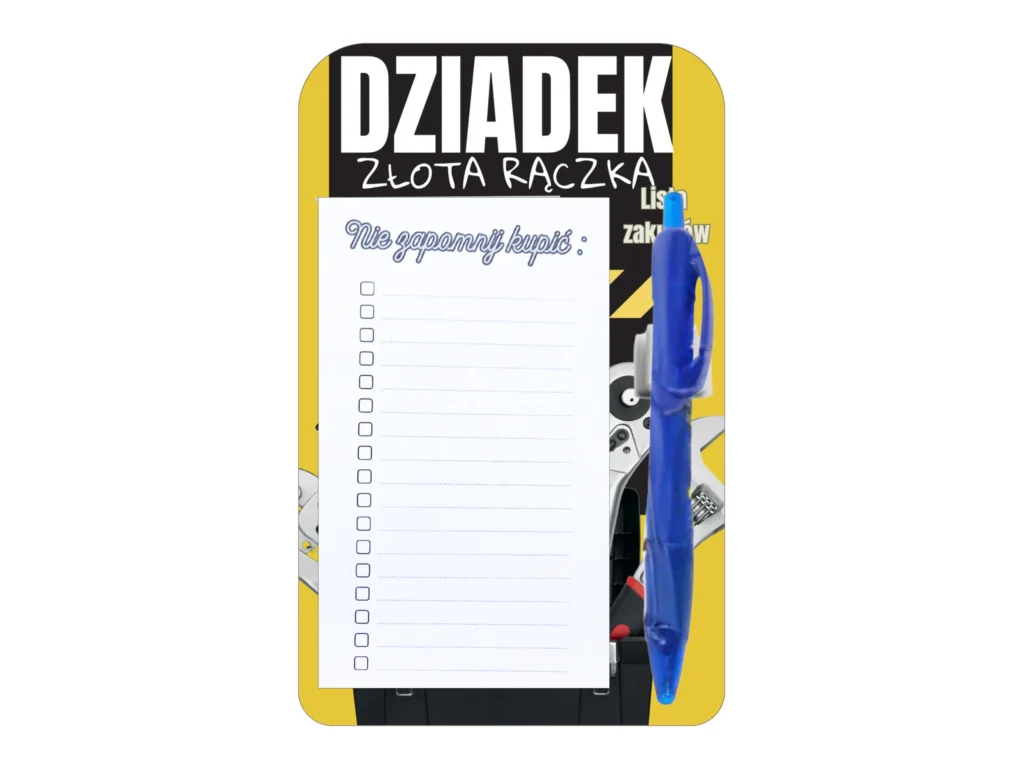 Lista zakupów na lodówkę + długopis – dzień dziadka #3331D5