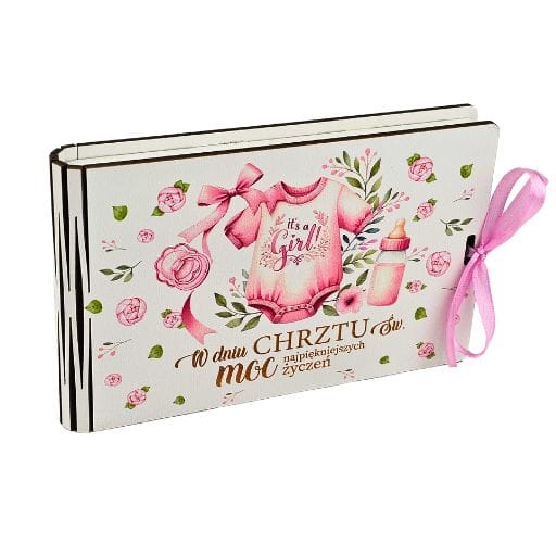 Pudełko na pieniądze banknotówka na chrzest girl różowa #3302CHGR