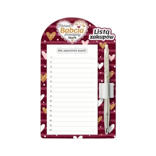 Lista zakupów – Kochana Babcia prawdziwy skarb – dzień babci #3331B3
