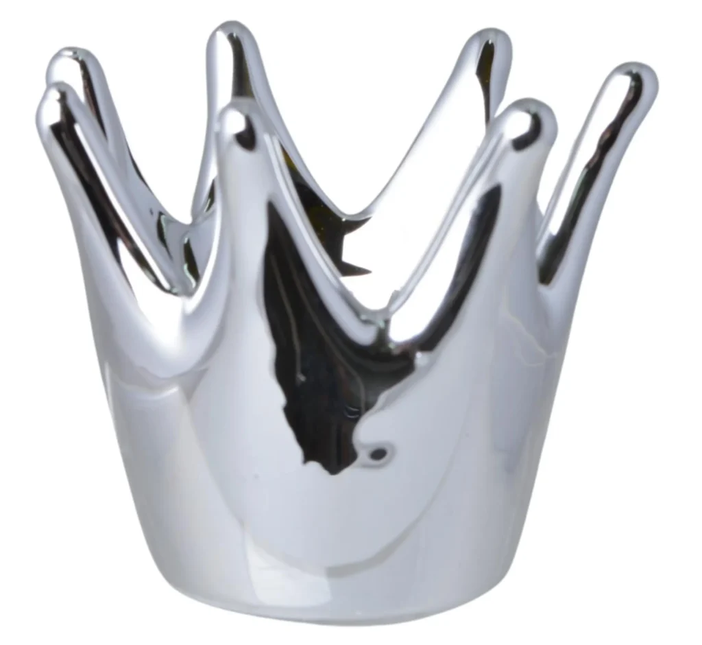 ŚWIECZNIK KORONA CERAMICZNY SREBRNY 6387
