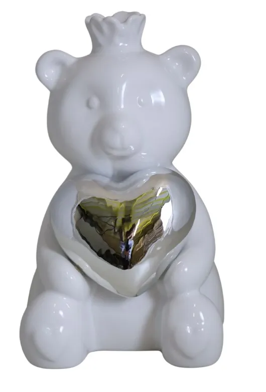 MIŚ CERAMICZNY BIAŁY ZE SREBRNYM SERCEM MAŁY 79240