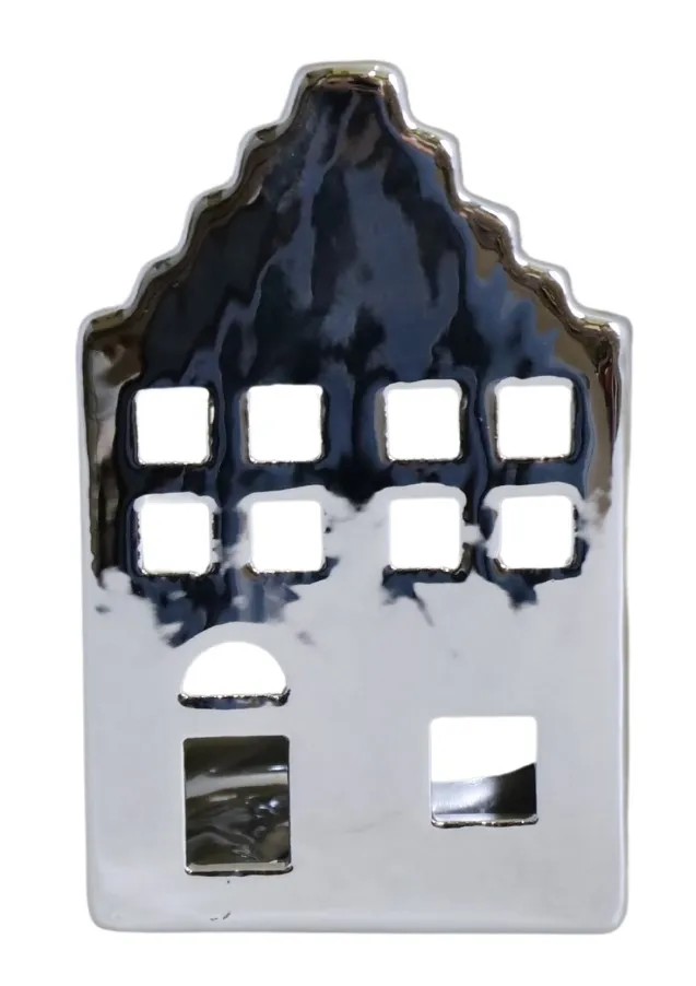 DOMEK CERAMICZNY NA T-LIGHT SREBRNY 80253 - ZESTAW 3 SZT