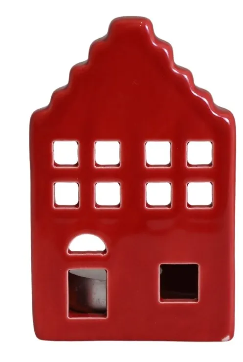 DOMEK CERAMICZNY NA T-LIGHT CZERWONY 80284 - ZESTAW 3 SZT
