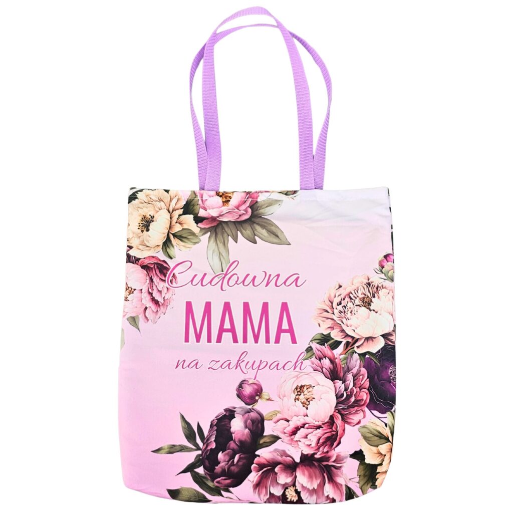 Torba na zakupy dla mamy – Cudowna Mama – idealny prezent – wzór Mama Piwonie #3333-M5