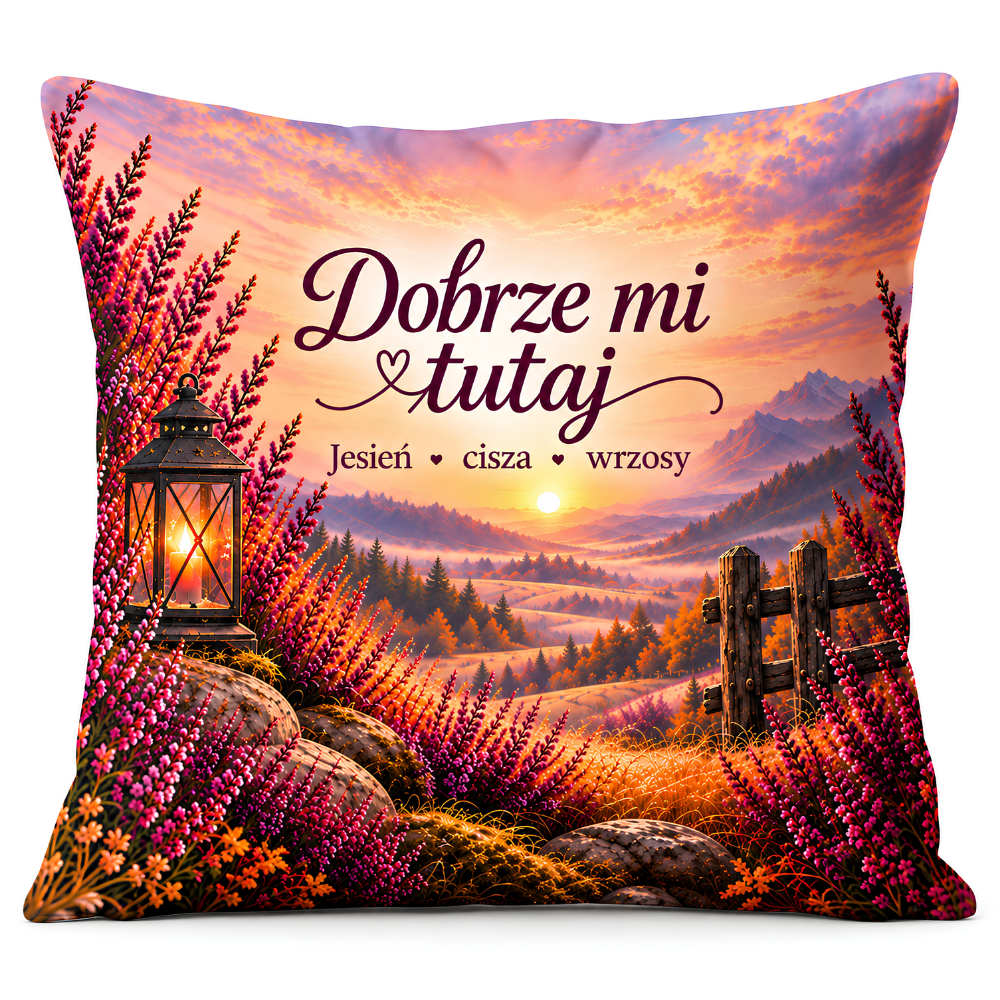 Jesienna Poduszka dla Jesieniary – DOBRZE MI TUTAJ – JESIEŃ, CISZA, WRZOSY – #3335-J6