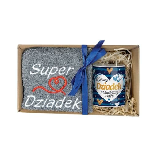 Zestaw ręcznik + kubek – Kochany Dziadek prawdziwy skarb – dzień dziadka #3328D3