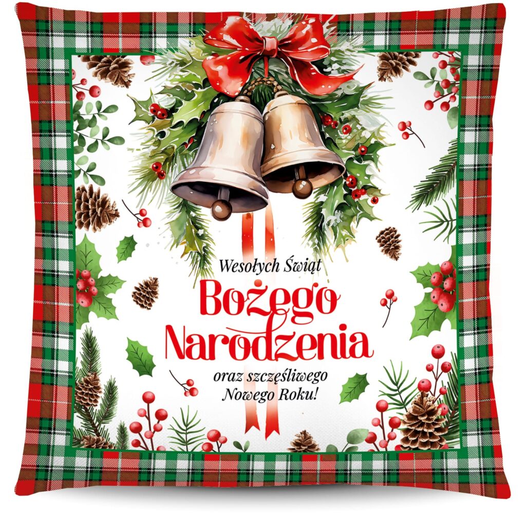 Poduszka świąteczna na mikołajki Boże Narodzenie - Dzwonki - #3335BN6-25