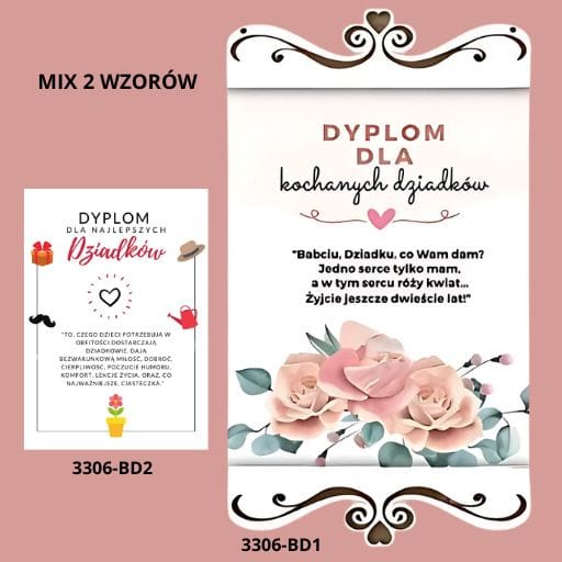Dyplom okolicznościowy Dziadkowie – dzień babci i dziadka #3306BD