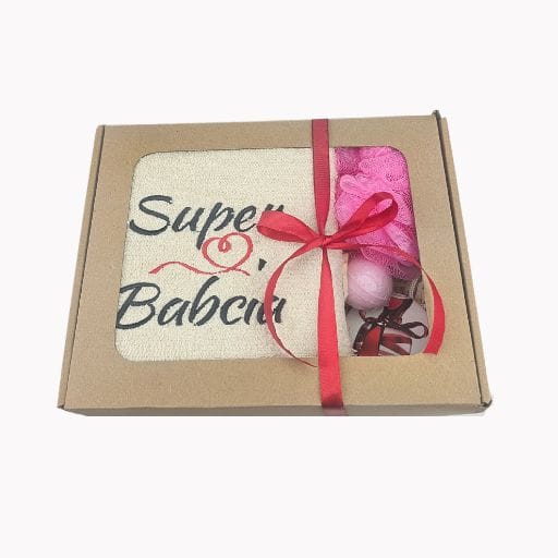 Zestaw SPA dla babci - ręcznik + myjka + kula kąpielowa + lusterko #3358B