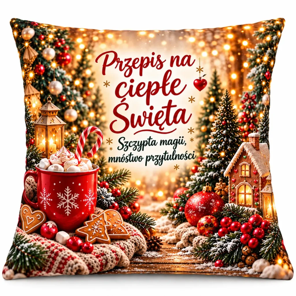 Poduszka świąteczna na mikołajki Boże Narodzenie - PRZEPIS NA CIEPŁE ŚWIĘTA - #3335BN18-26